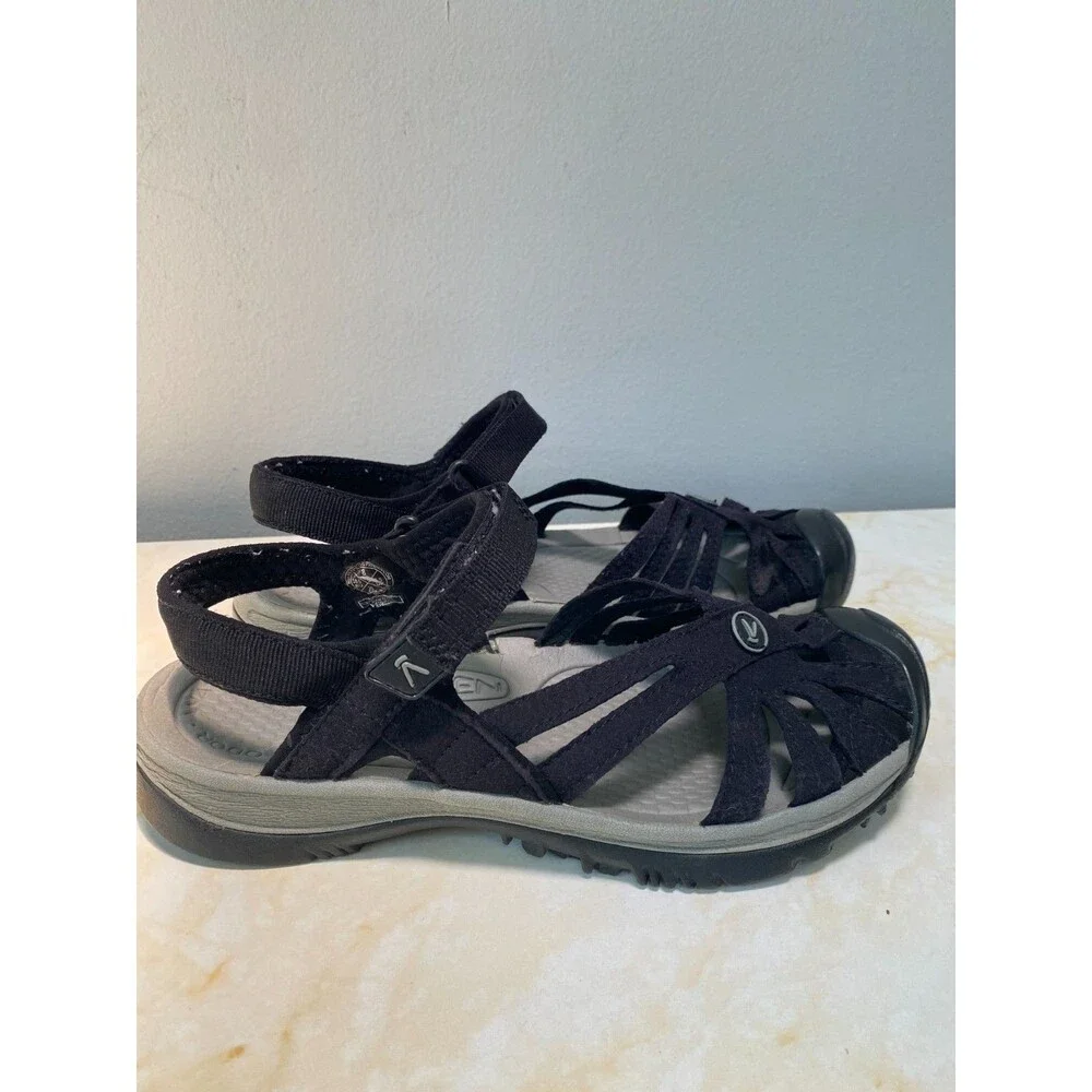 Keen Rose Black/Neutral Gray Sandals Women's Size 8 Hiking Water-Resistant
